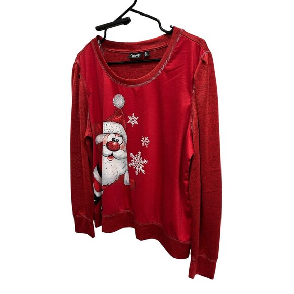 Onque Casual Red Santa Claus Long Sleeve Christmas Sweatshirt Sz XL - Picture 3 of 8